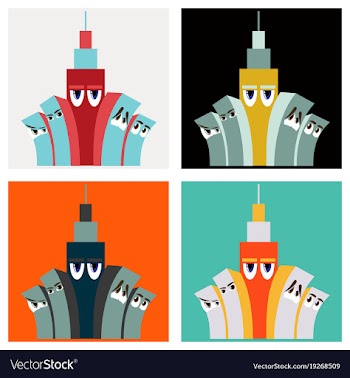 Set of cartoon skyscrapers downtown skyscrapers vector image