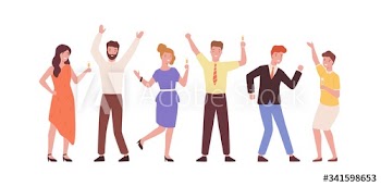 Set of cartoon stylish young people having fun vector flat illustration