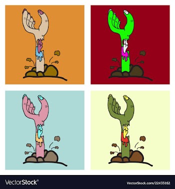 Set of cartoon zombie hand clip art vector image