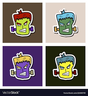 Set of cartoon zombie head vector image