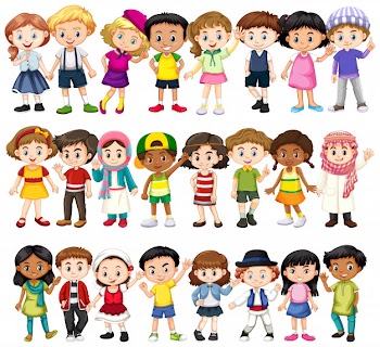 Set of children of different races Free Vector
