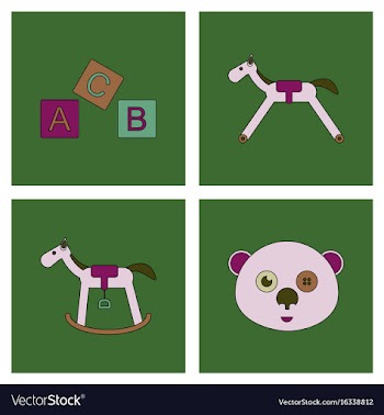 Set of children toys in different sets in flet on vector image