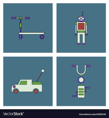 Set of children toys in different sets in flet on vector image