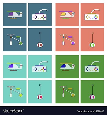 Set of children toys in different sets in flet on vector image