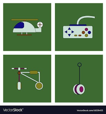 Set of children toys in different sets in flet on vector image