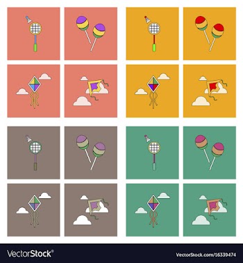 Set of children toys in different sets in flet on vector image
