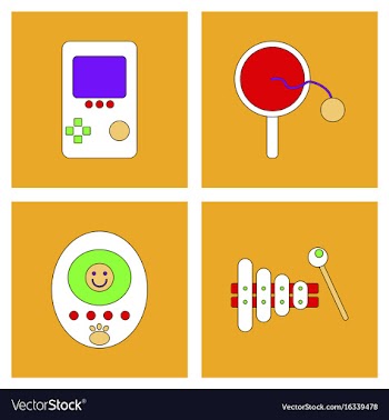 Set of children toys in different sets in flet on vector image