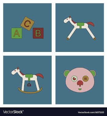Set of children toys in different sets in flet on vector image