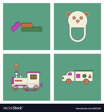 Set of children toys in different sets in flet on vector image