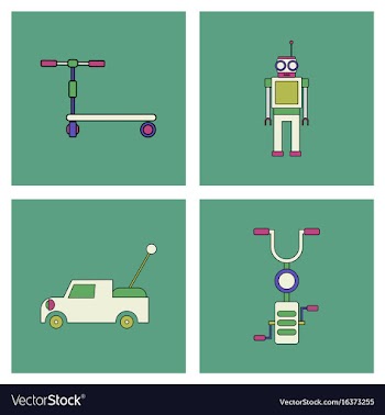 Set of children toys in different sets in flet on vector image
