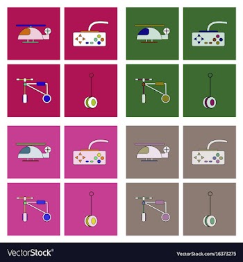 Set of children toys in different sets in flet on vector image