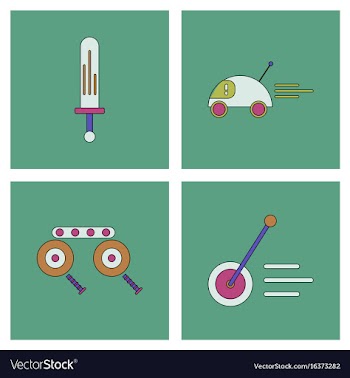 Set of children toys in different sets in flet on vector image