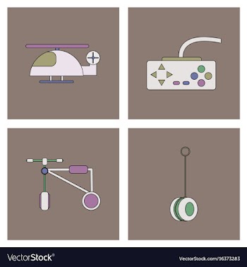Set of children toys in different sets in flet on vector image