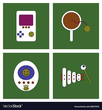 Set of children toys in different sets in flet on vector image
