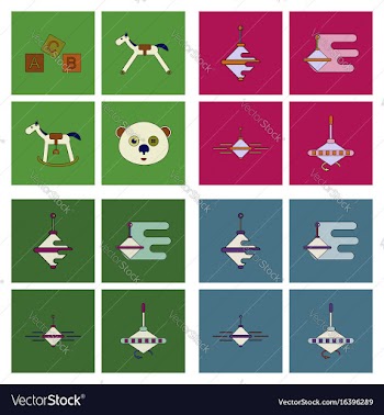 Set of children toys in different sets in flet on vector image