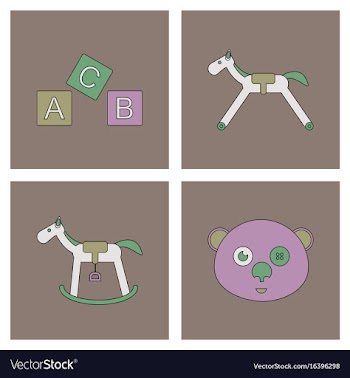 Set of children toys in different sets in flet on vector image