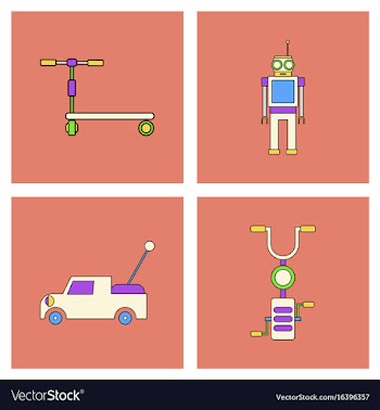 Set of children toys in different sets in flet on vector image