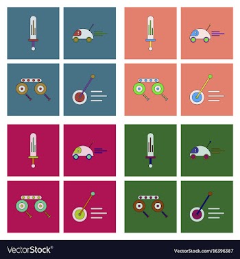 Set of children toys in different sets in flet on vector image