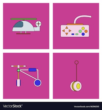 Set of children toys in different sets in flet on vector image