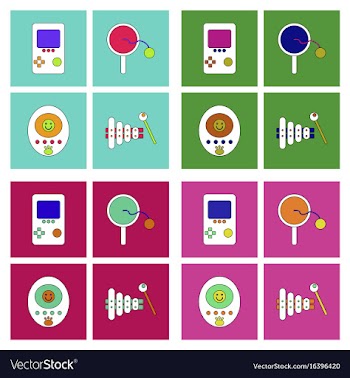Set of children toys in different sets in flet on vector image