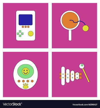 Set of children toys in different sets in flet on vector image