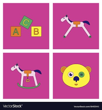 Set of children toys in different sets in flet on vector image