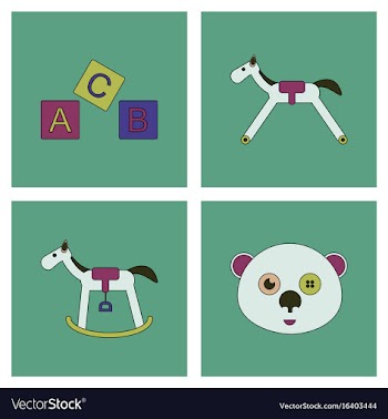 Set of children toys in different sets in flet on vector image