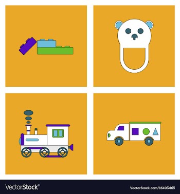 Set of children toys in different sets in flet on vector image