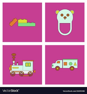 Set of children toys in different sets in flet on vector image