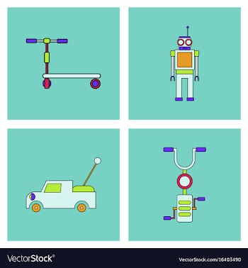 Set of children toys in different sets in flet on vector image