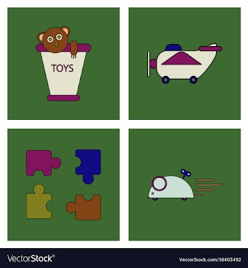 Set of children toys in different sets in flet on vector image