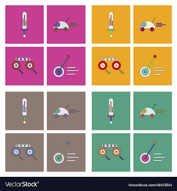 Set of children toys in different sets in flet on vector image