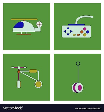 Set of children toys in different sets in flet on vector image