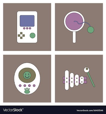 Set of children toys in different sets in flet on vector image