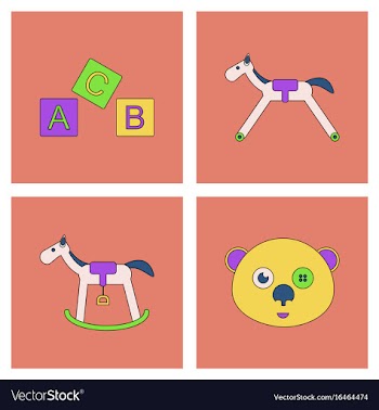 Set of children toys in different sets in flet on vector image