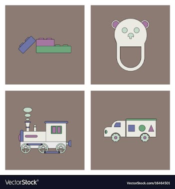 Set of children toys in different sets in flet on vector image