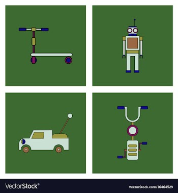 Set of children toys in different sets in flet on vector image