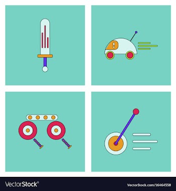Set of children toys in different sets in flet on vector image