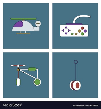 Set of children toys in different sets in flet on vector image