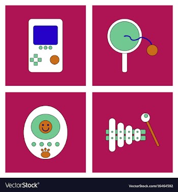 Set of children toys in different sets in flet on vector image