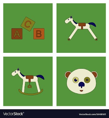 Set of children toys in different sets in flet on vector image