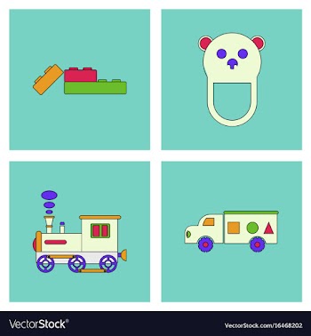 Set of children toys in different sets in flet on vector image