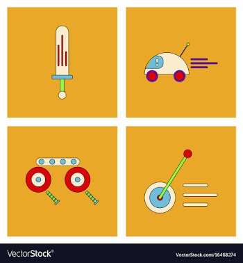 Set of children toys in different sets in flet on vector image