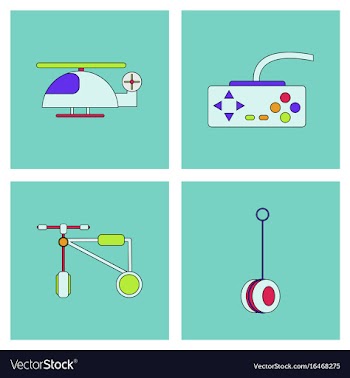 Set of children toys in different sets in flet on vector image