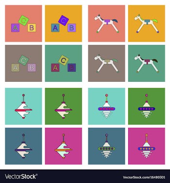 Set of children toys in different sets in flet on vector image