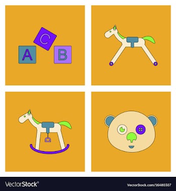 Set of children toys in different sets in flet on vector image