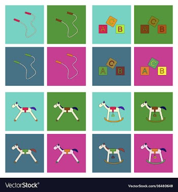 Set of children toys in different sets in flet on vector image