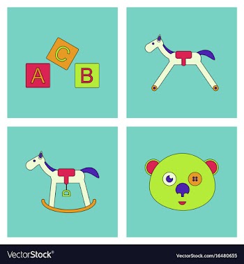 Set of children toys in different sets in flet on vector image