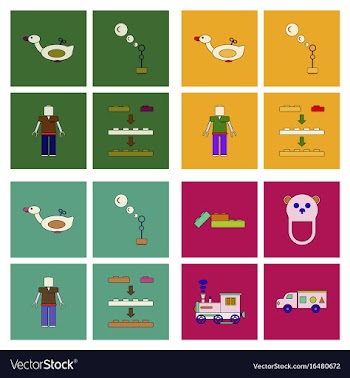 Set of children toys in different sets in flet on vector image
