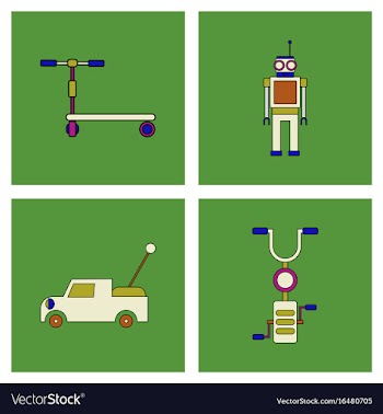 Set of children toys in different sets in flet on vector image
